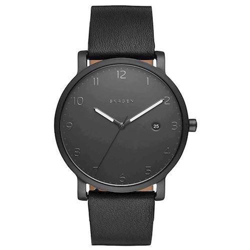 Image of Skagen Hagen IP sort stål quartz med tre visere dame ur, model SKW6308